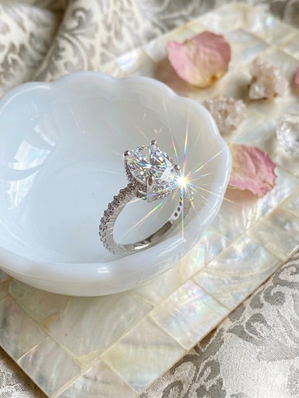 14k White Gold - Filled Classic Solitaire Ring with Clear Center Stone